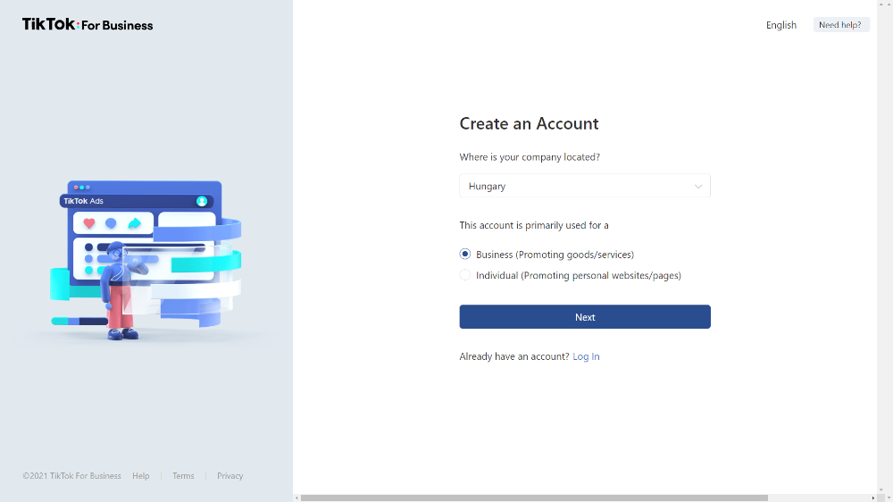 A TikTok fiók létrehozása